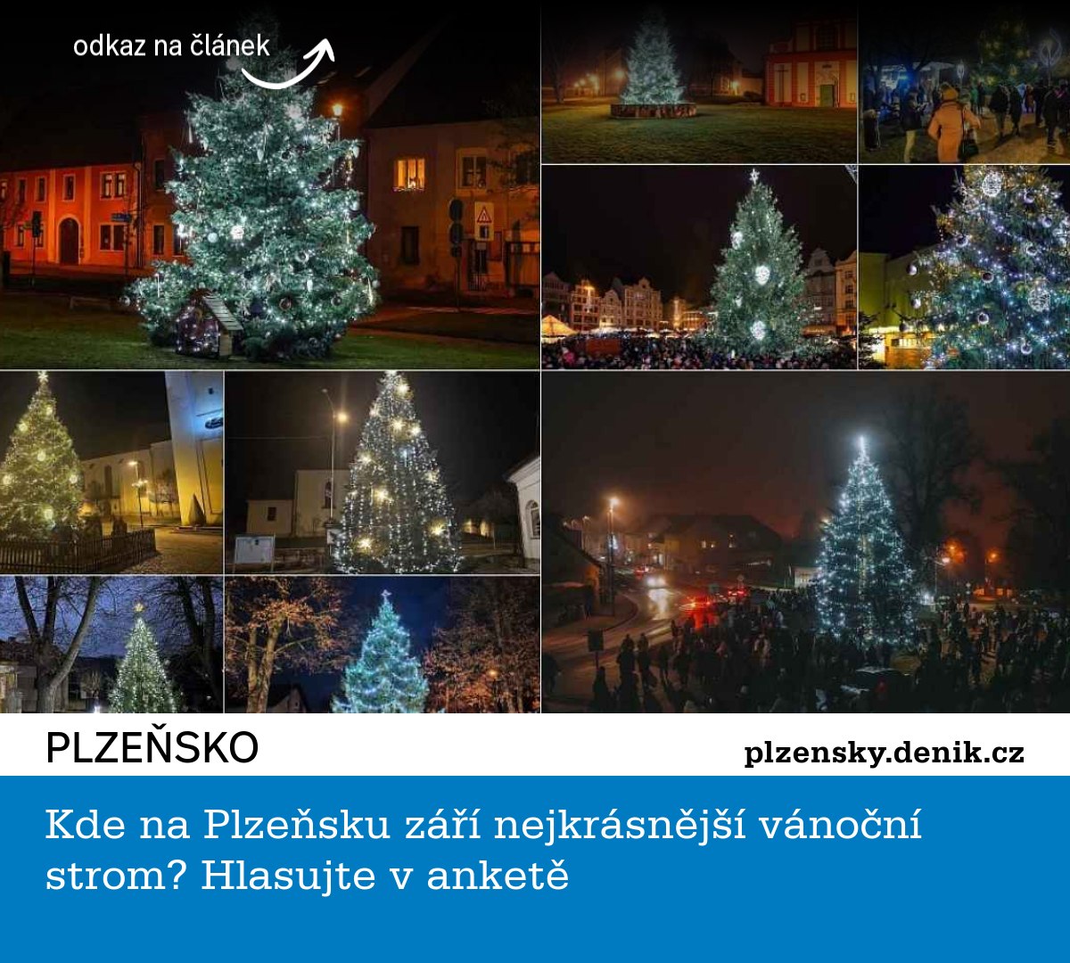 Do středy 10. prosince je na stránkách Plzeňského deníku možné hlasovat o nejkrásnější vánoční strom