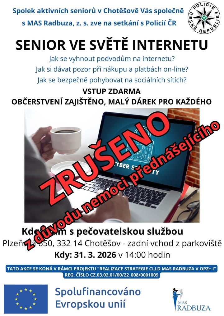 ⚠️ Zítra měl v Chotěšově  proběhlou další ze série expertních seminářů na téma "Senior ve světě inte