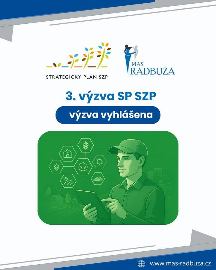 VYHLAŠUJEME VÝZVU 📣

Od dnešního dne je možné podávat žádosti v rámci 3. výzvy SP SZP, ve které jsou