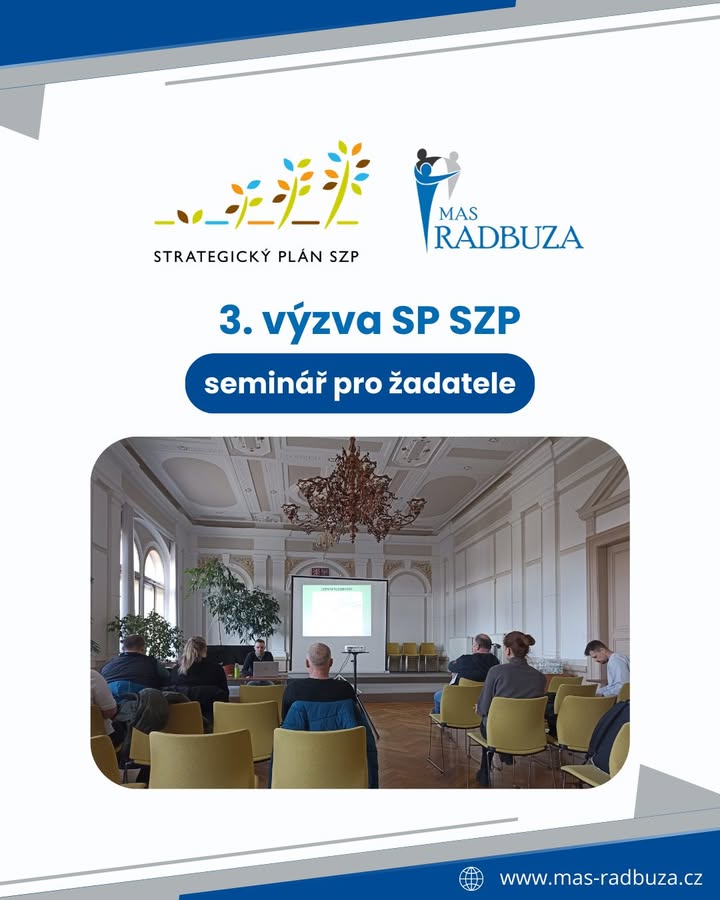 💚 Seminář k vyhlášené 3. výzvě SP SZP 💚

Včera jsme vedli seminář k výzvě MAS Radbuza v programu SP 
